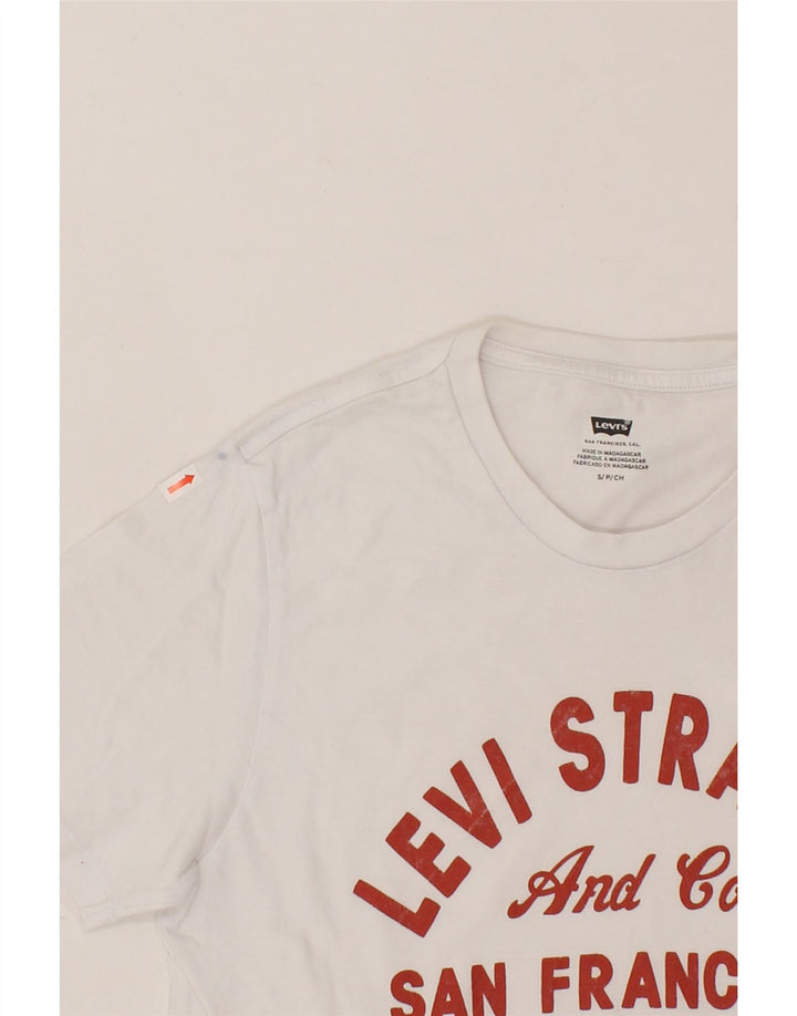 LEVI'S Womens Graphic T-Shirt Top UK 10 Small White Vintage Levi's and Second-Hand Levi's from Messina Hembry 