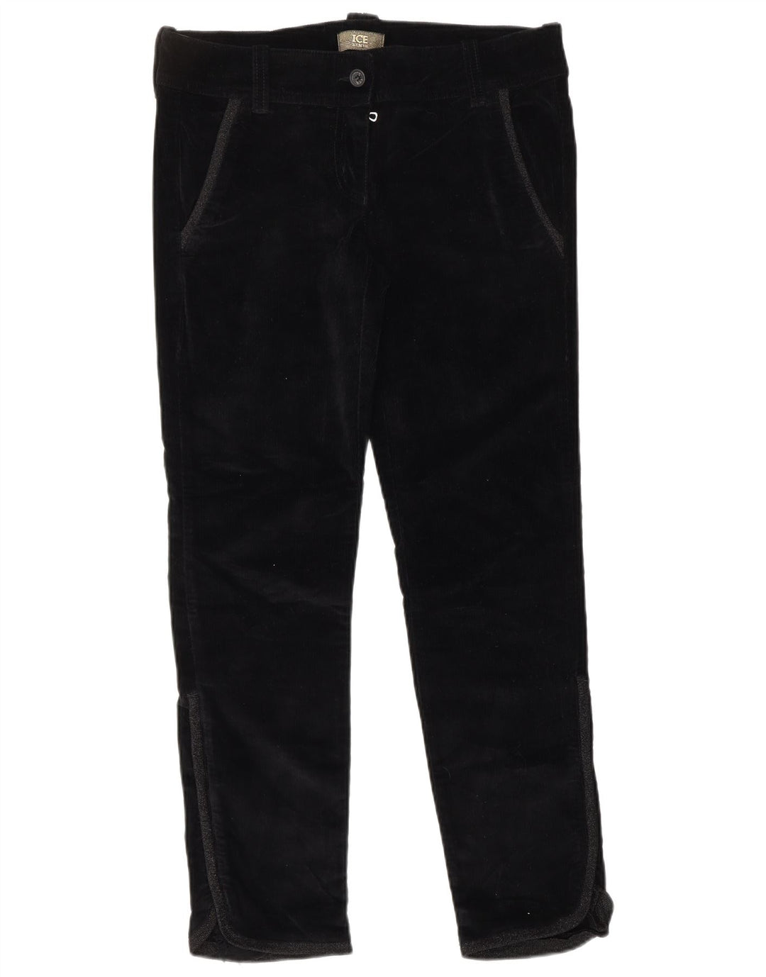 ICEBERG Gerade Cordhose für Damen, W28, L27, schwarze Baumwolle