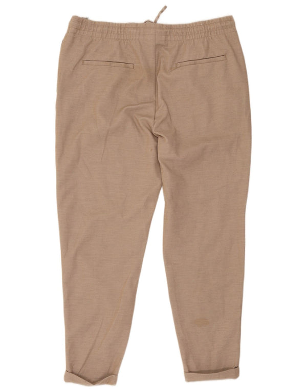 Schmale, verkürzte Damenhose von Zara, XL, W34, L26, Beige, Polyester