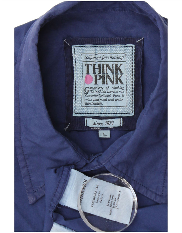 Think Pink Herrenhemd, groß, marineblau, Baumwolle