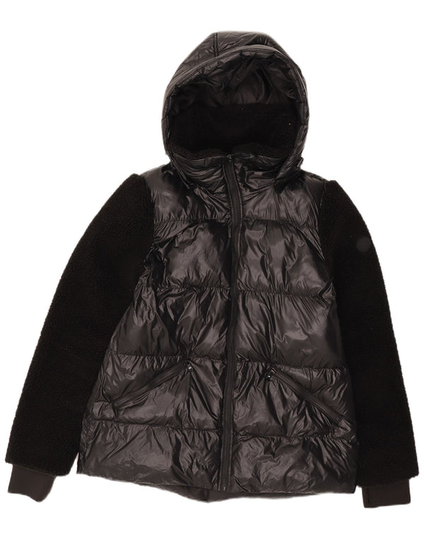 Michael Kors Wattierte Damenjacke mit Kapuze, UK 14, Mittelschwarzes Nylon