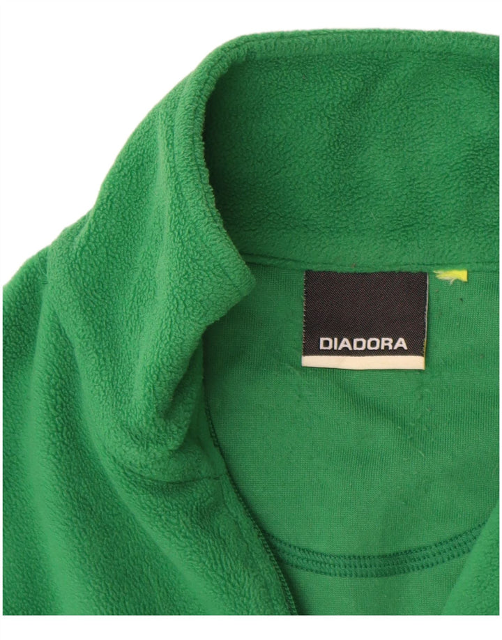 Diadora Herren-Fleecepullover mit Reißverschluss am Hals, mittelgrünes Polyester