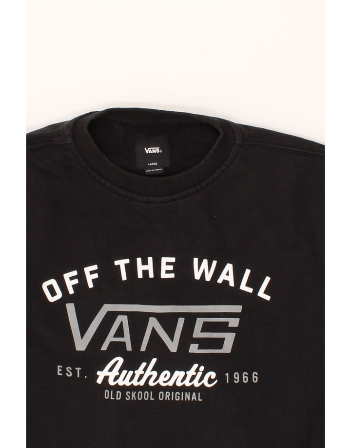 VANS Womens Graphic Hoodie Jumper UK 16 Large Black Vintage Vans and Second-Hand Vans from Messina Hembry 