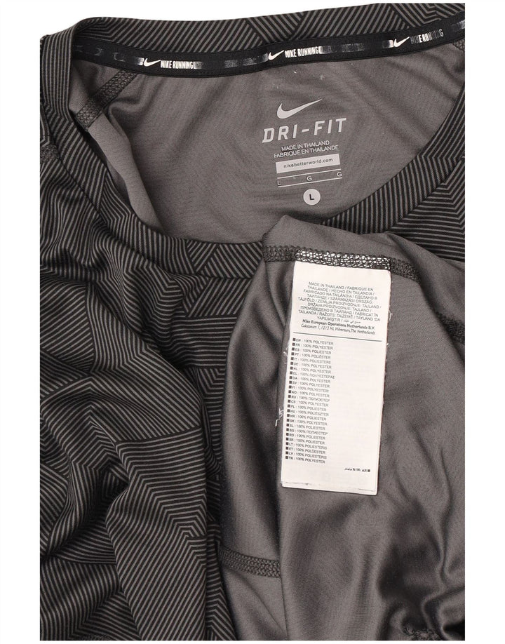 Nike Herren Dri Fit T-Shirt-Oberteil, großes, schwarzes, geometrisches Polyester