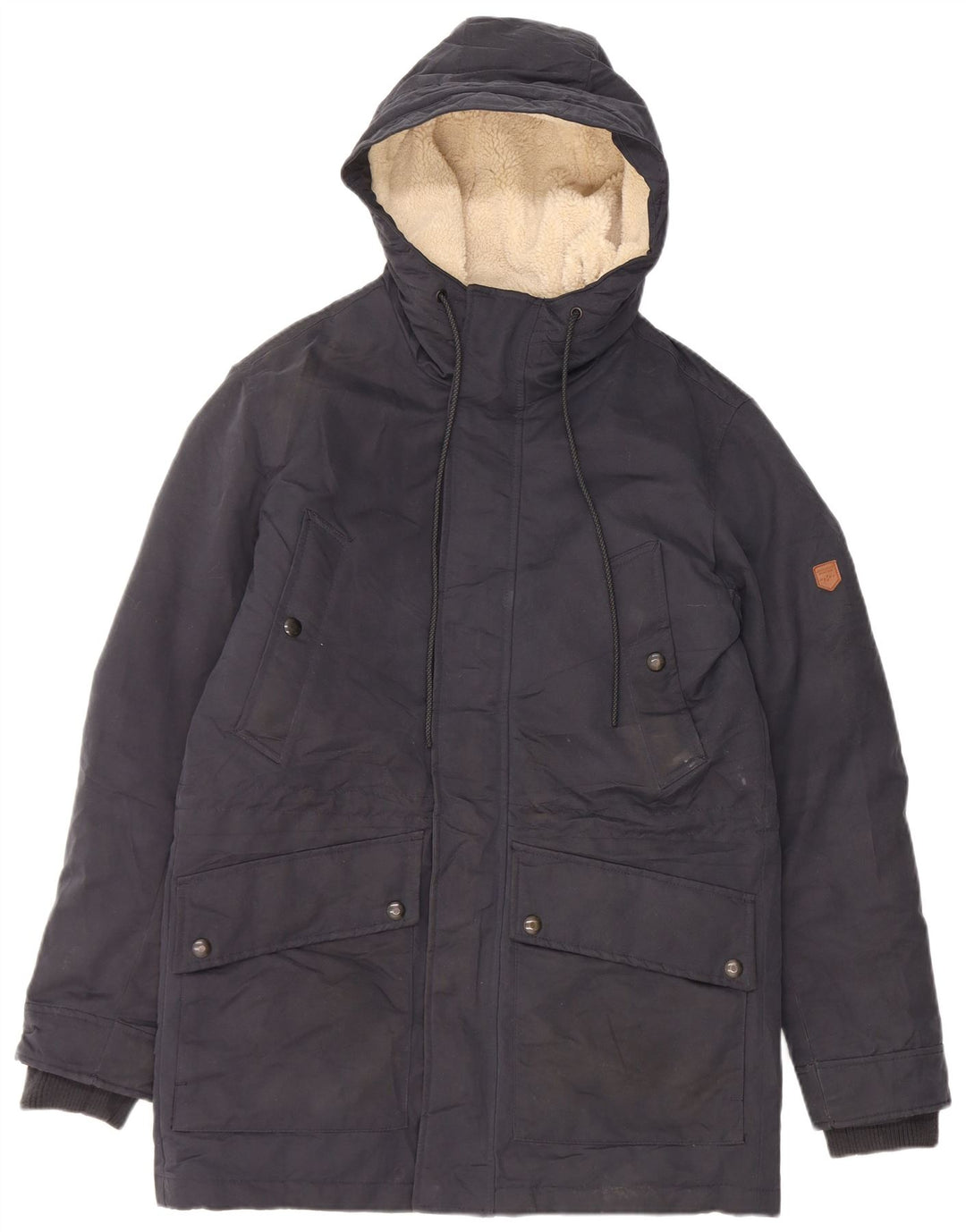 Jack & Jones Herren-Parka mit Kapuze, UK 36, Größe S, Marineblau, Polyester