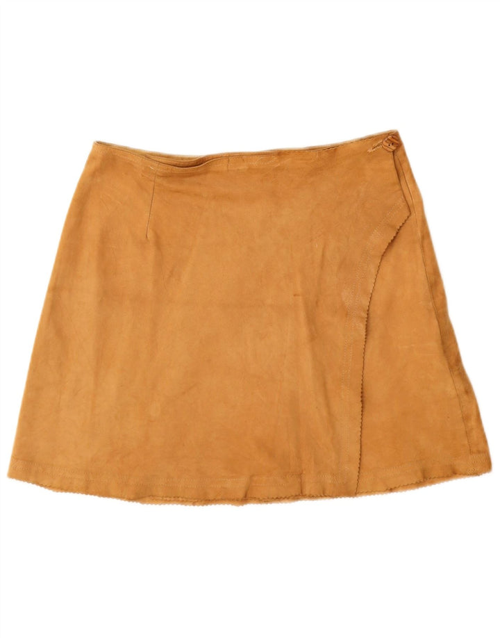 Stefanel Damen Wildleder-Wickelrock IT 44 Medium W28 Braunes Leder
