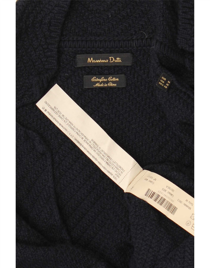 Massimo Dutti Herren-Strickjacke aus mittelblauer Baumwolle