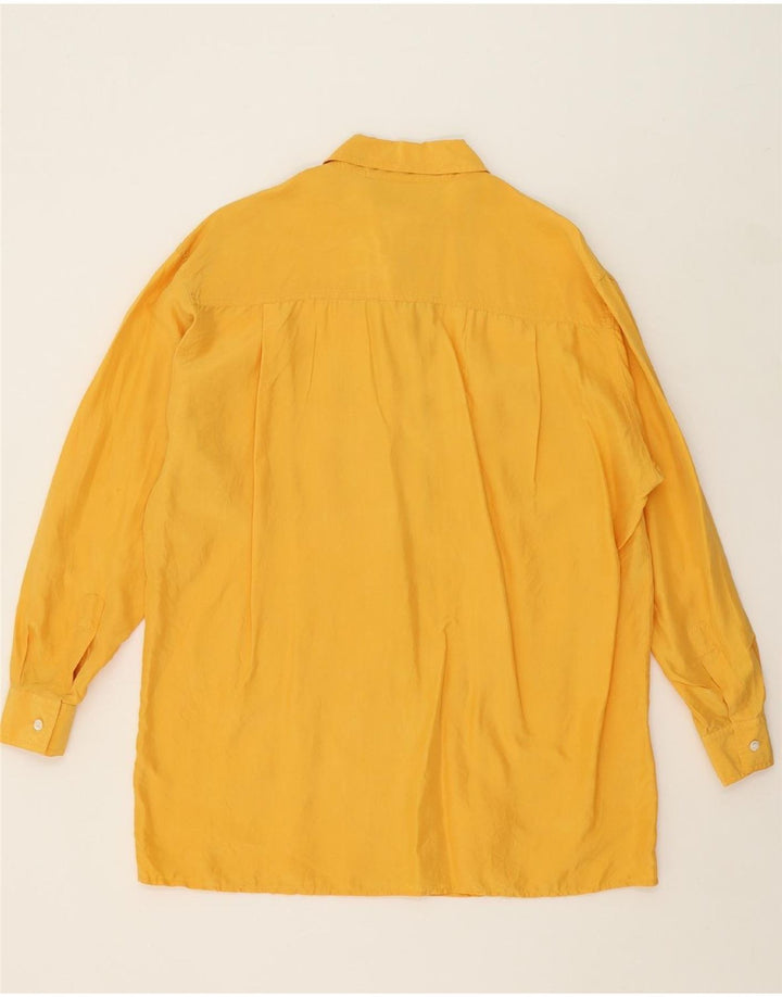 LES COPAINS Womens Longline Oversized Shirt IT 44 Medium Yellow Silk Vintage Les Copains and Second-Hand Les Copains from Messina Hembry 