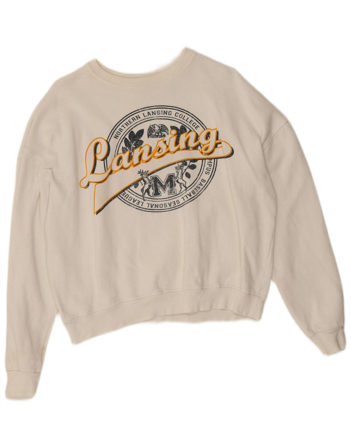 Zara Damen-Sweatshirt mit Grafik-Übergröße, Gr. 10, Größe S, Weiß