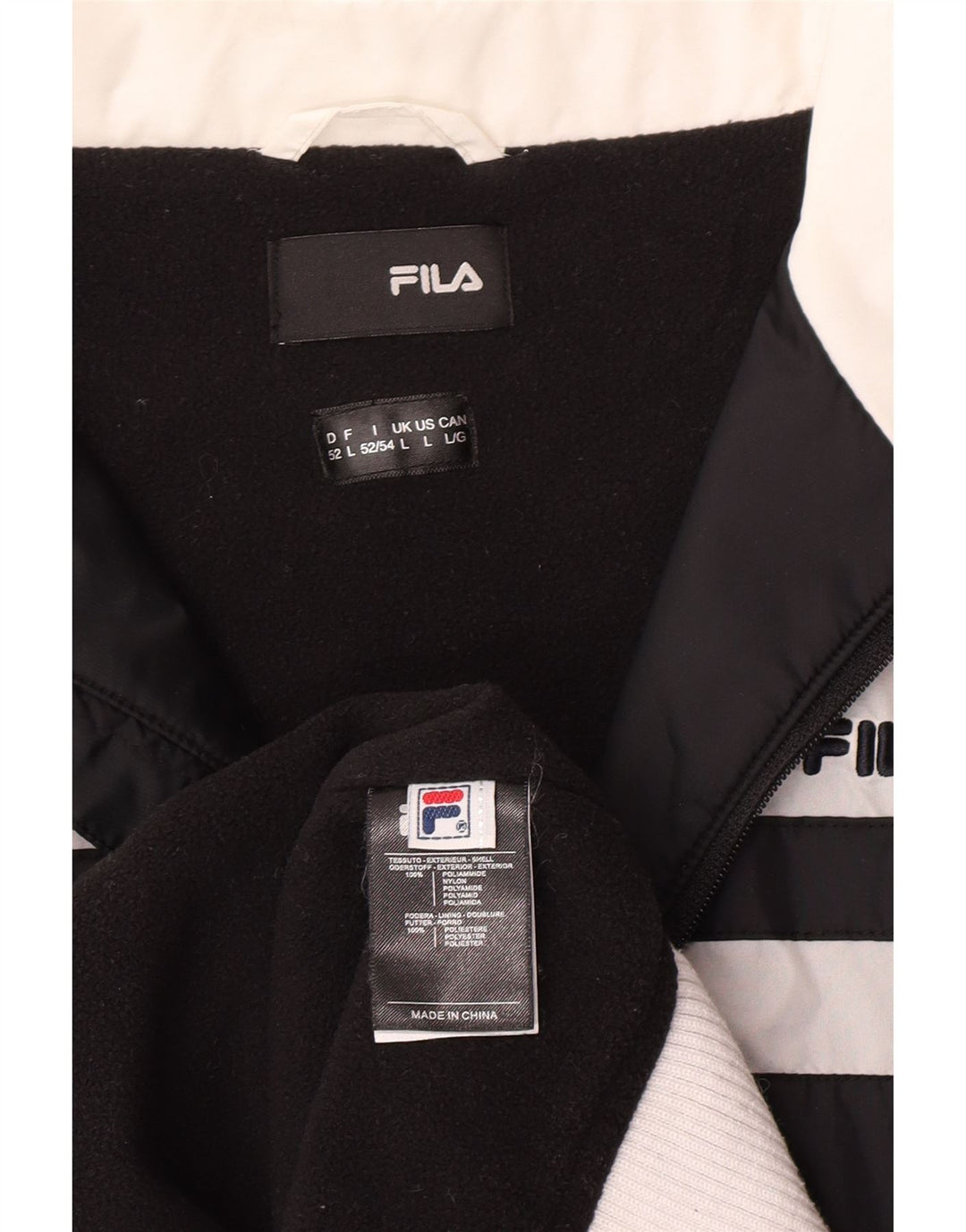 Fila Herren Bomberjacke UK 40 Large Schwarz Colourblock Polyamid