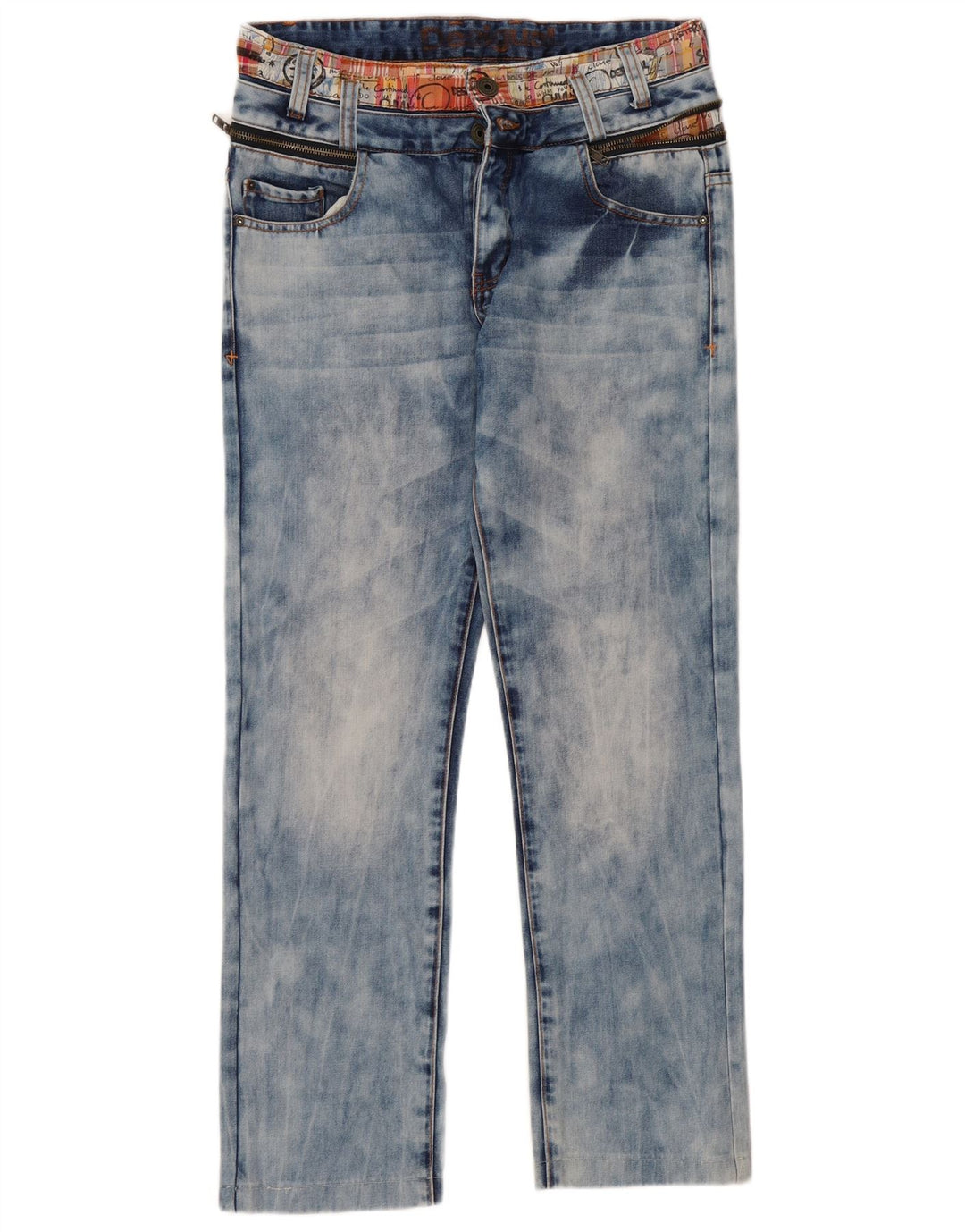 Desigual Herren Straight Jeans W32 L30 Blaue Baumwolle