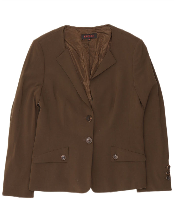 Escada Damen-Blazerjacke mit 2 Knöpfen, EU 40, mittelbraune Wolle