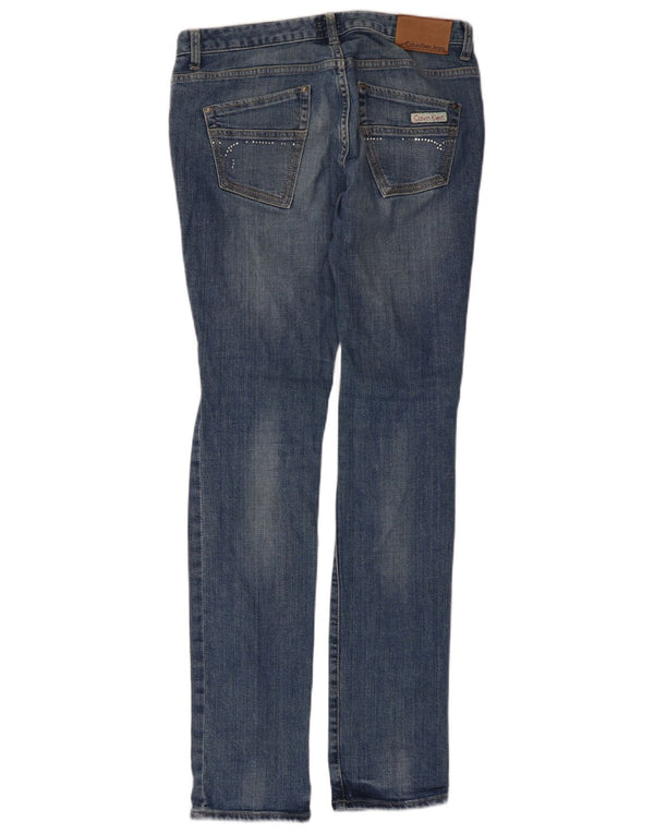 Calvin Klein Damen Distressed Slim Jeans W30 L33 Blaue Baumwolle