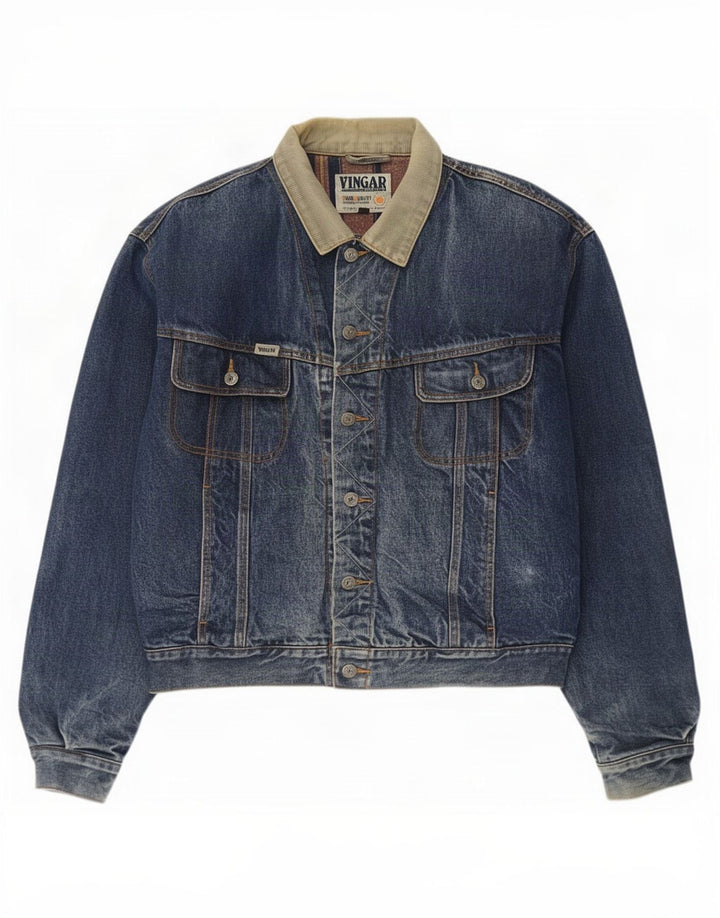 Vingar Herren Jeansjacke UK 42 XL Blauer Farbblock