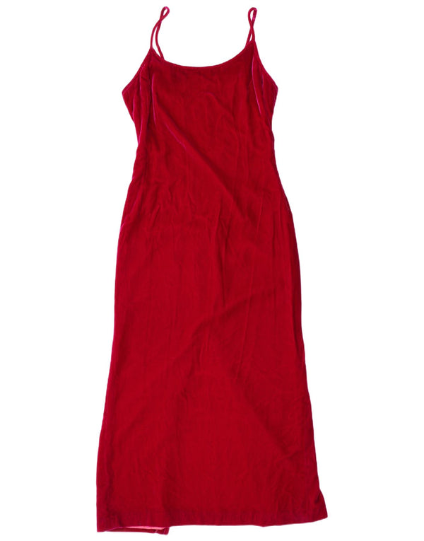 RICHARD LEWIS Damen Velours ärmelloses Maxikleid UK 12 Mittelrosa