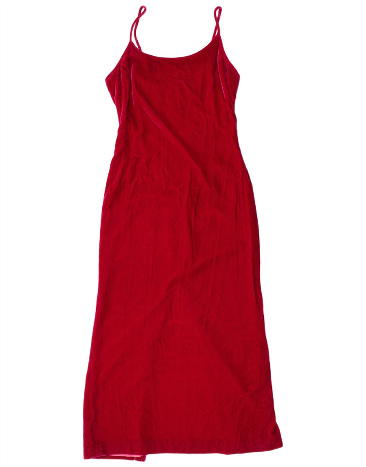 RICHARD LEWIS Damen Velours ärmelloses Maxikleid UK 12 Mittelrosa