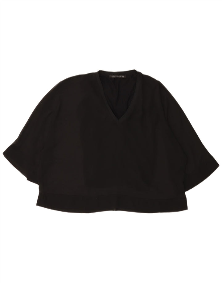 Zara Damen-Blusenoberteil mit 3/4-Ärmeln, UK-Gr. 12, Mittelschwarz
