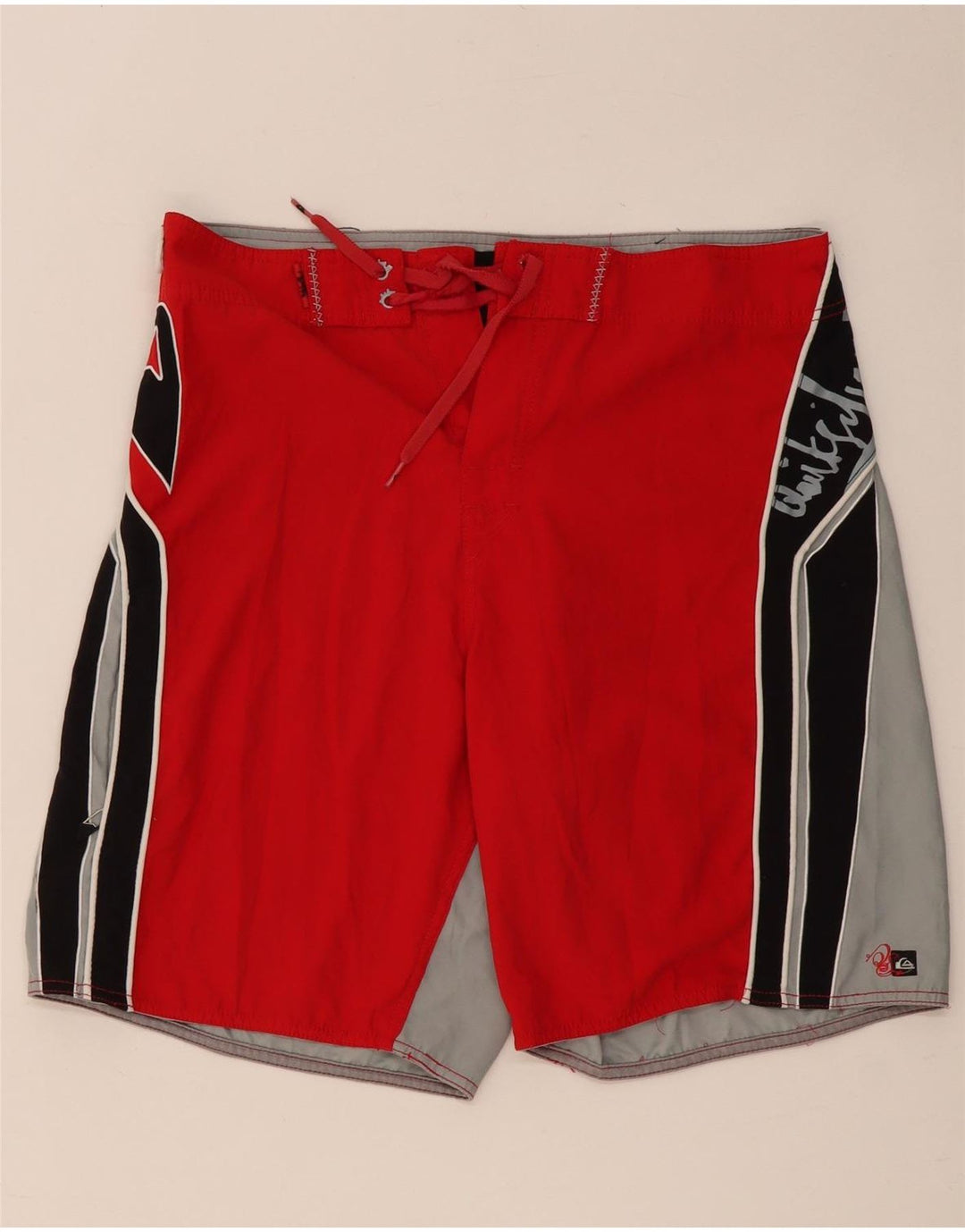 QUIKSILVER Herren-Badeshorts mit Grafik, groß, rotes Farbblock-Polyester