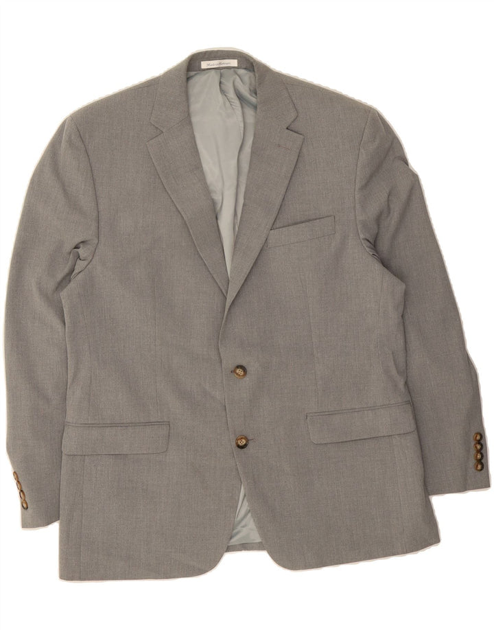 CHAPS Mens 2 Button Blazer Jacket UK 42 XL Grey Polyester Vintage Chaps and Second-Hand Chaps from Messina Hembry 
