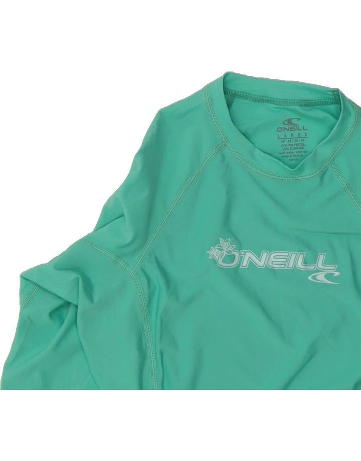 O'NEILL Womens Graphic Top Long Sleeve UK 16 Large Turquoise Polyester Vintage O'Neill and Second-Hand O'Neill from Messina Hembry 