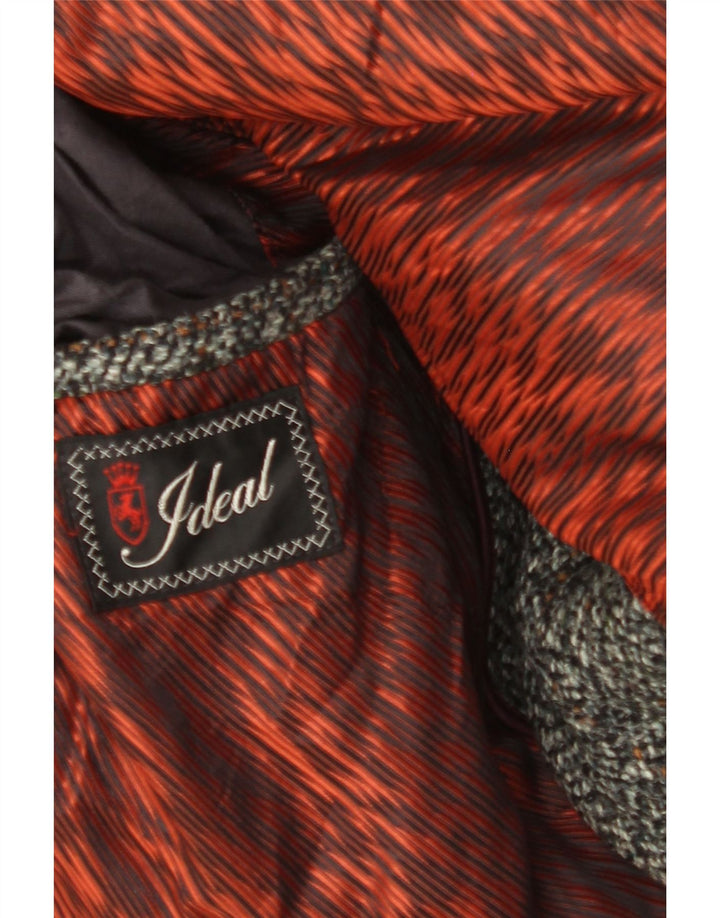 IDEAL Herrenmantel UK 40 Große grau karierte Schurwolle