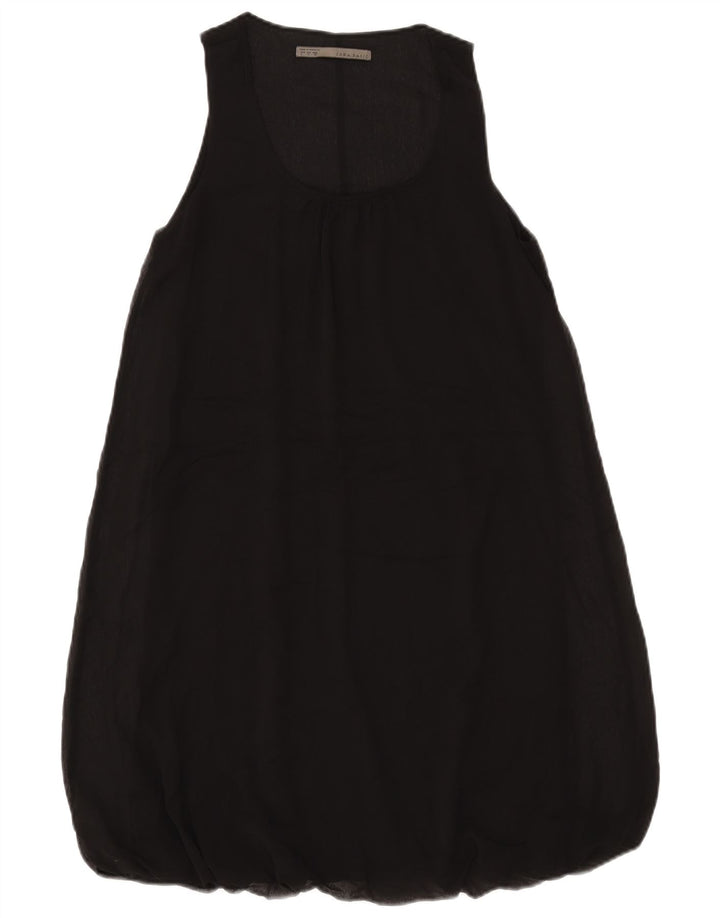 ZARA Damen Ärmelloses Bubble-Kleid UK 14 Large Schwarz Polyester