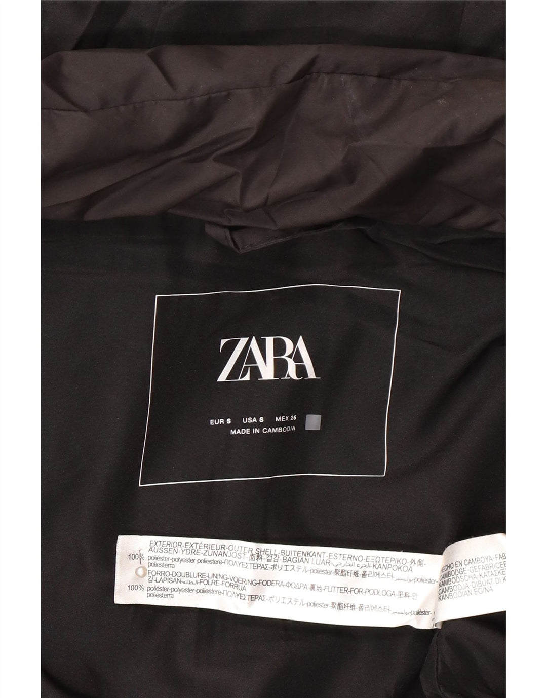 Zara Damen Kapuzenmantel, ärmellos, gepolstert, UK 14, Mittelschwarz, Polyester