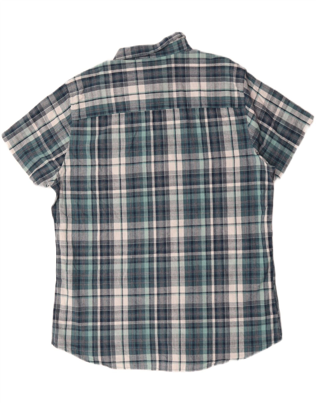 M&CO Herren-Kurzarmhemd XL, blau kariert, Baumwolle