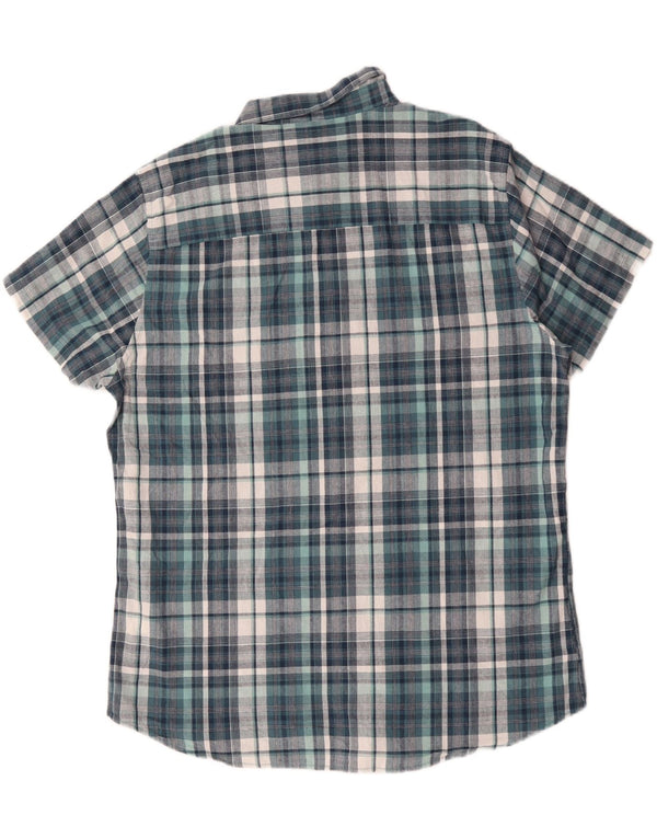 M&CO Herren-Kurzarmhemd XL, blau kariert, Baumwolle