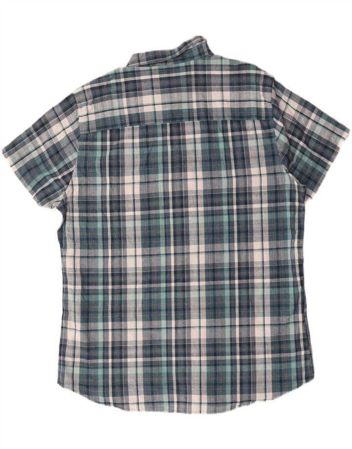 M&CO Herren-Kurzarmhemd XL, blau kariert, Baumwolle