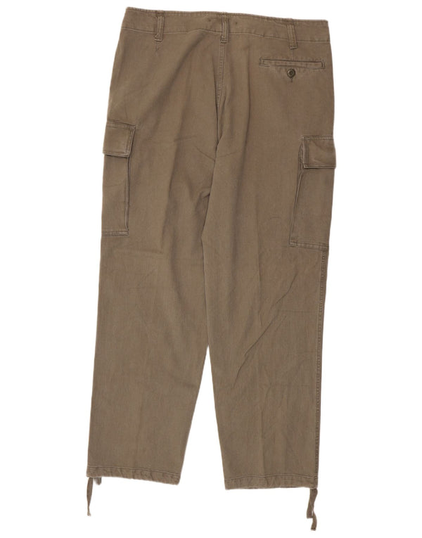 Vintage Mens Straight Cargo Trousers W40 L33 Khaki Cotton