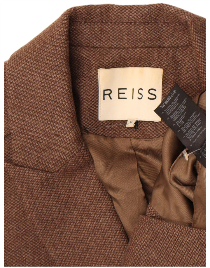 Reiss Damen-Blazerjacke mit 1 Knopf, UK 12, mittelbraune Wolle