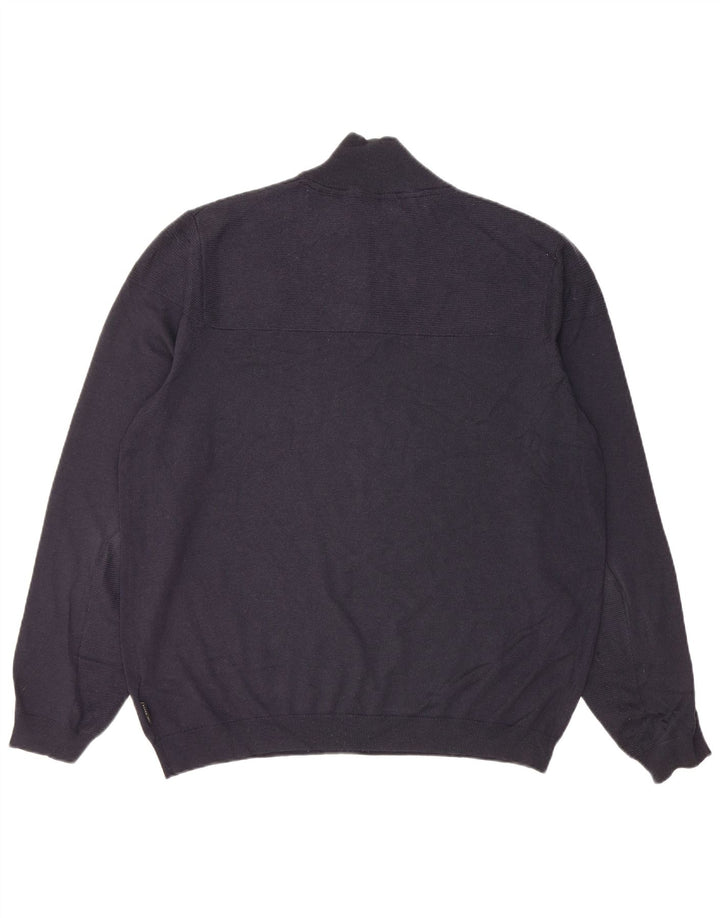 Ted Baker Herren-Pullover mit Knopfkragen, Größe 6 2XL, marineblaue Wolle