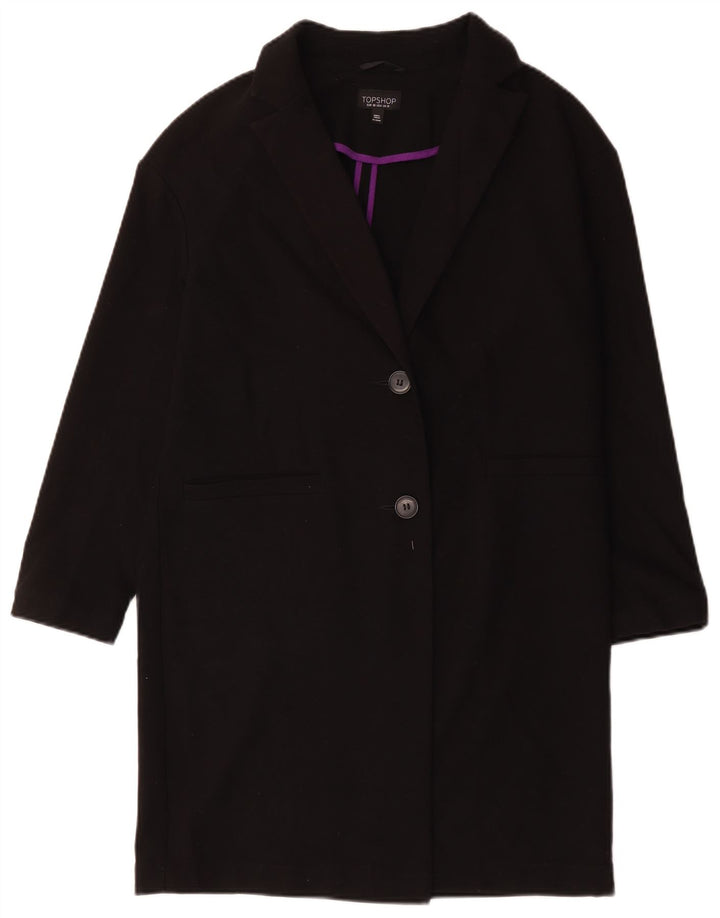 Topshop Damen Übergroßer Mantel UK 10 Small Schwarz Polyester