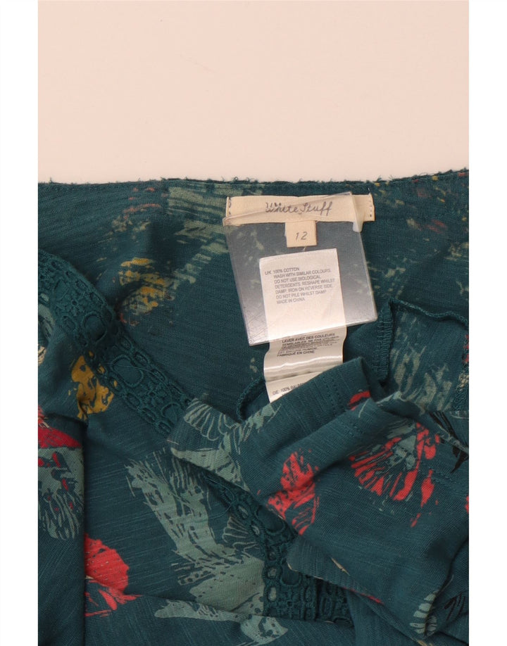 WHITE STUFF Damen Grafisches Etuikleid mit 3/4-Ärmeln, UK 12, Mittelgrün