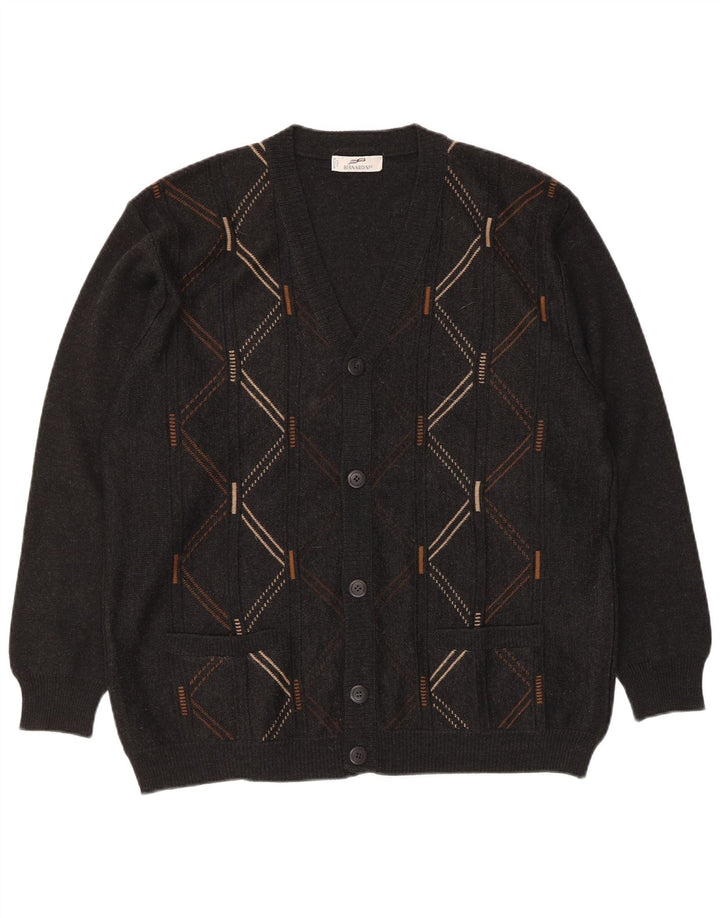 Bernardi Herren-Cardigan-Pullover IT 54 XL Grau Argyle/Diamond Wool