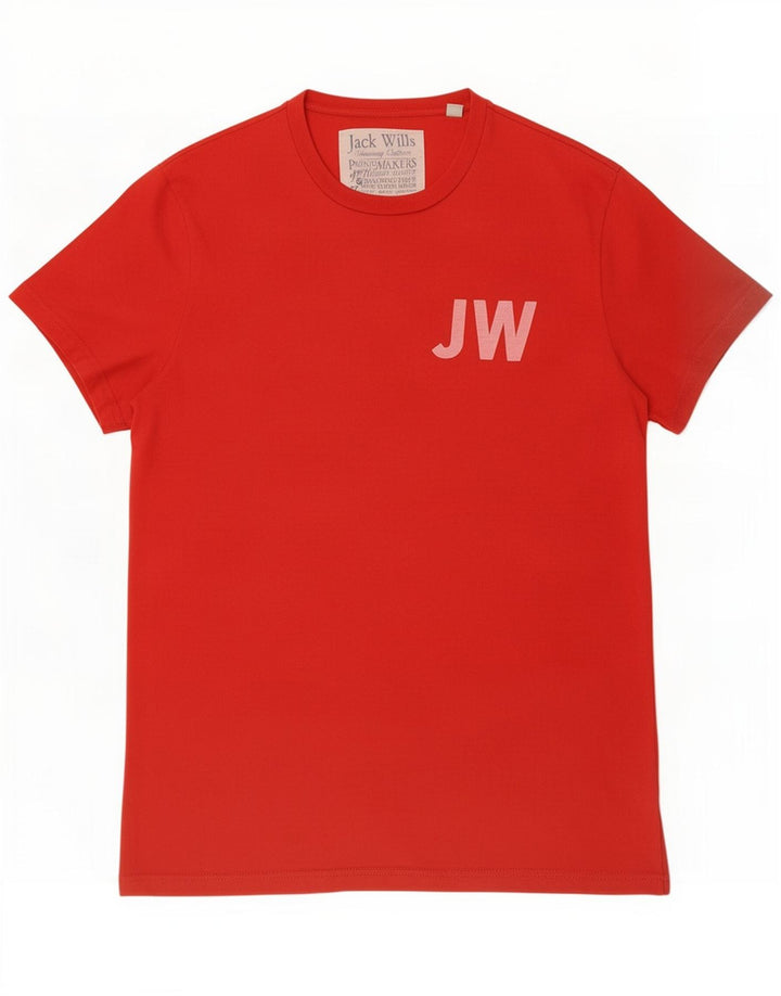 Jack Wills Herren-T-Shirt mit Grafik, mittelrote Baumwolle
