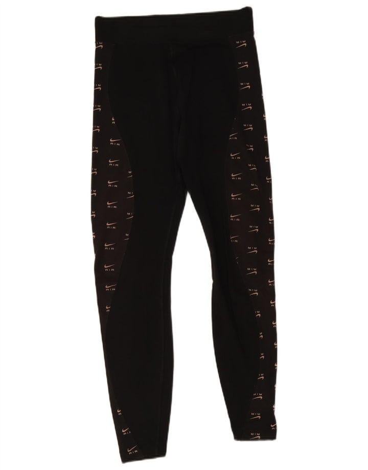 Nike Damen Graphic Leggings UK 10 Small Schwarz