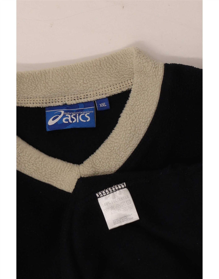Asics Herren-Fleecepullover 2XL Marineblaues Colourblock-Polyester