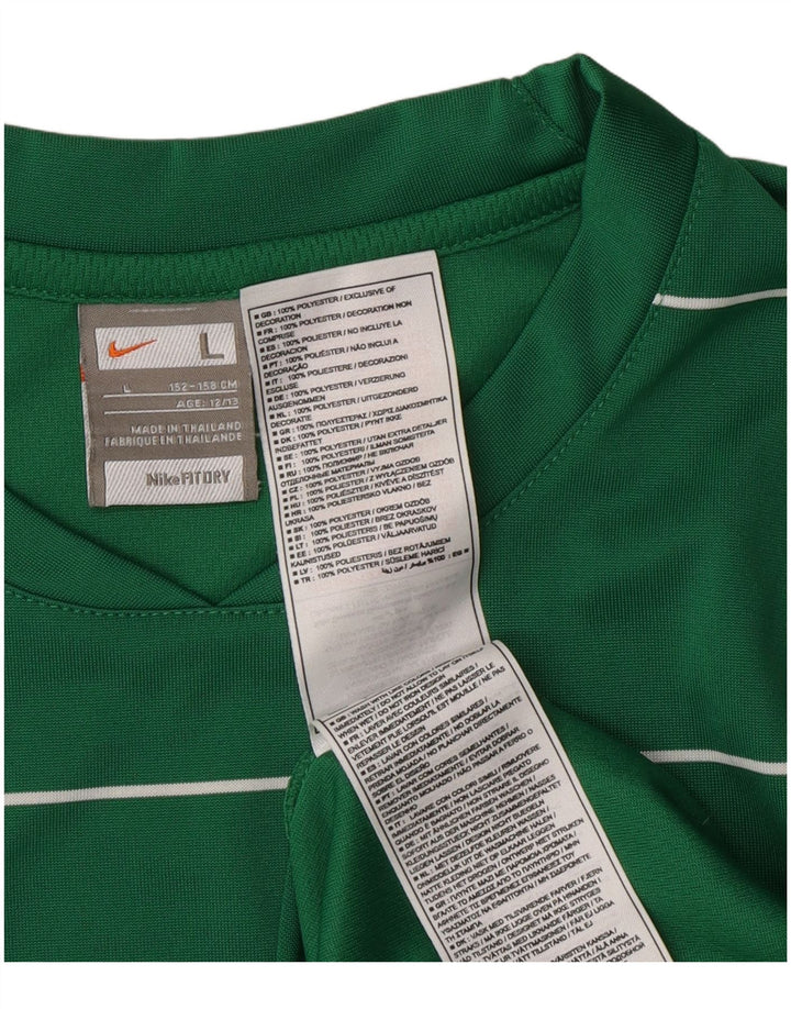 Nike Jungen-T-Shirt mit Grafik, 12–13 Jahre, groß, grün gestreift, Polyester