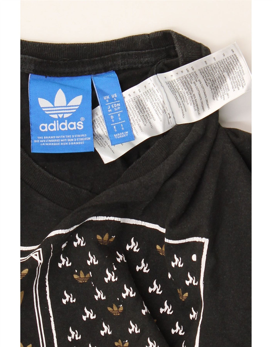 ADIDAS Herren Grafik T-Shirt Top Small Schwarz Baumwolle