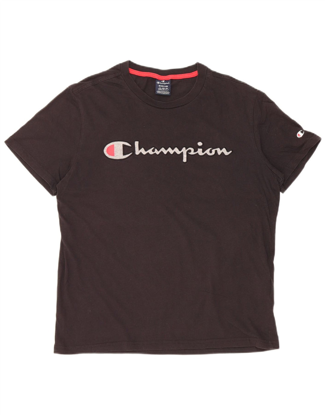 CHAMPION Herren-Grafik-T-Shirt-Oberteil aus mittelschwarzer Baumwolle