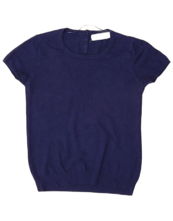 Kurzärmliger Damen-Pullover mit Rundhalsausschnitt von Zara, Gr. 12, mittleres Marineblau