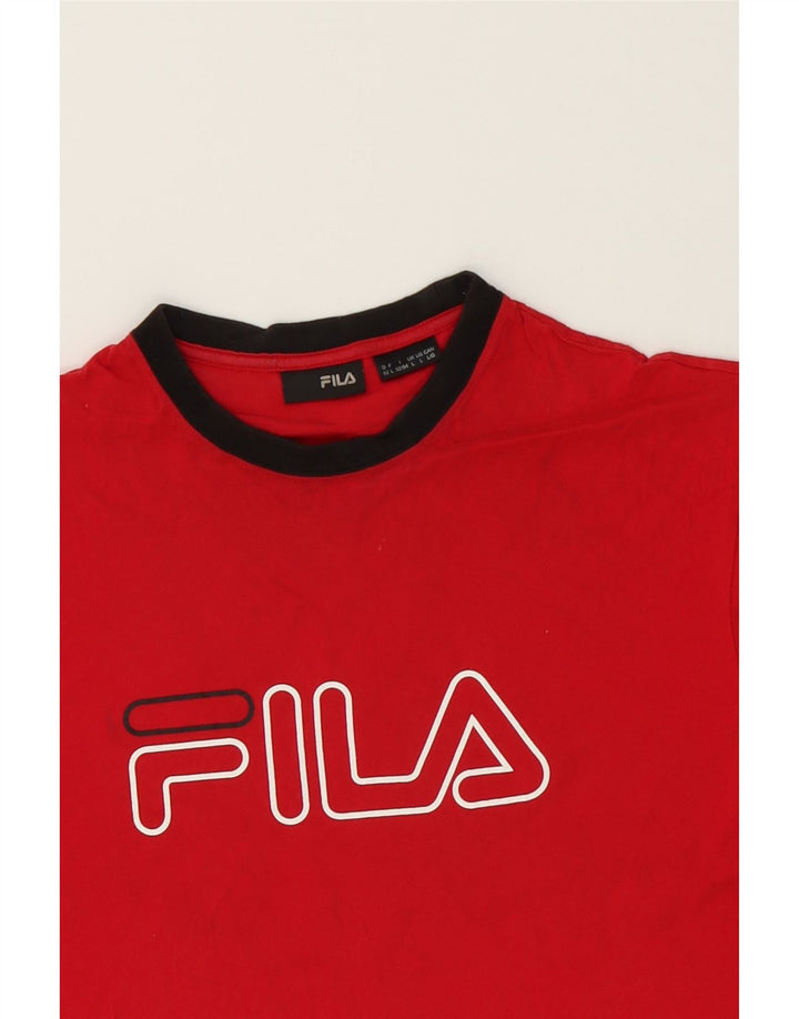 FILA Mens Graphic T-Shirt Top Large Red Cotton Vintage Fila and Second-Hand Fila from Messina Hembry 
