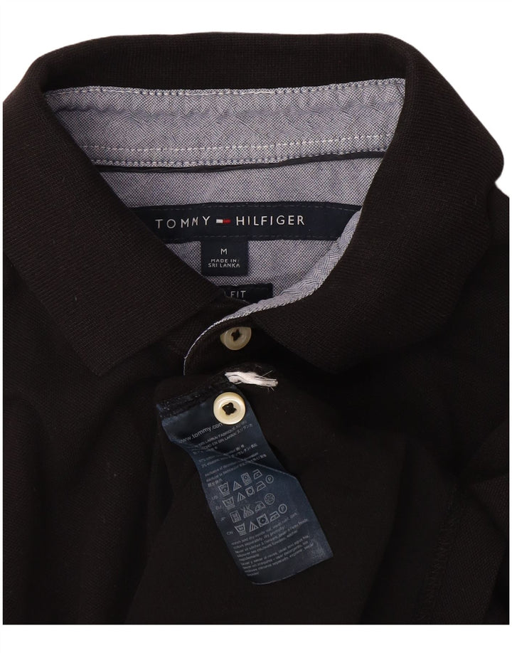 Tommy Hilfiger Herren-Poloshirt, mittelgroß, schwarze Baumwolle