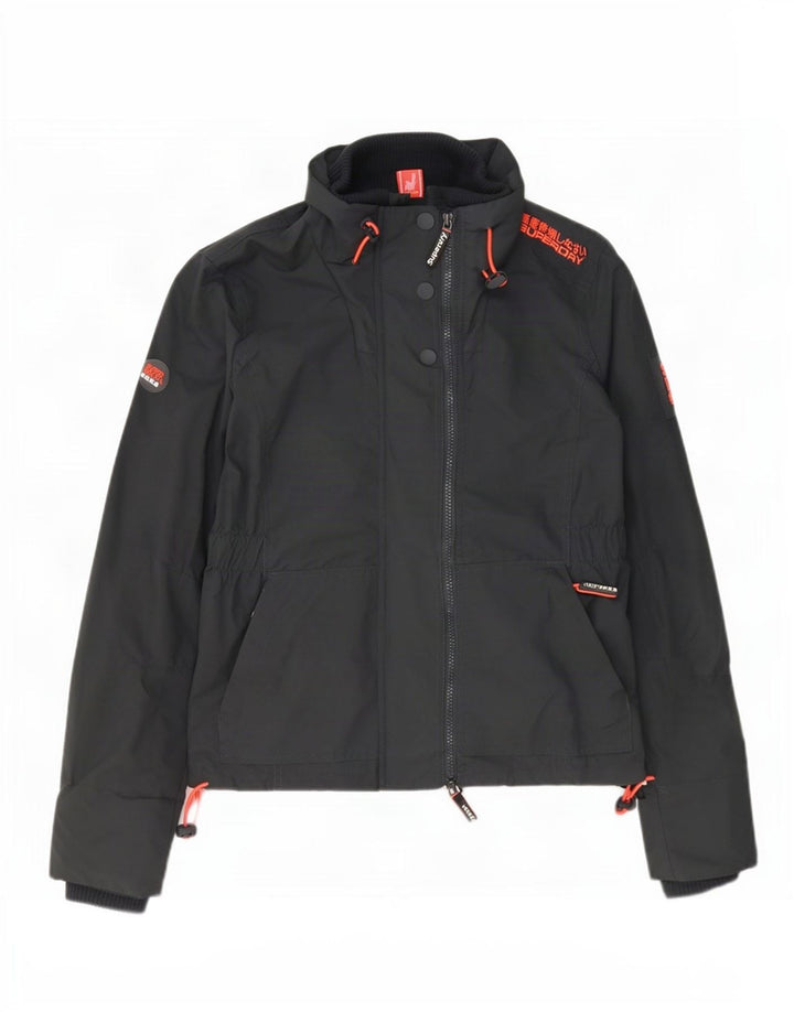 Superdry Damen Graphic Regenjacke UK 14 Mittelgraues Nylon