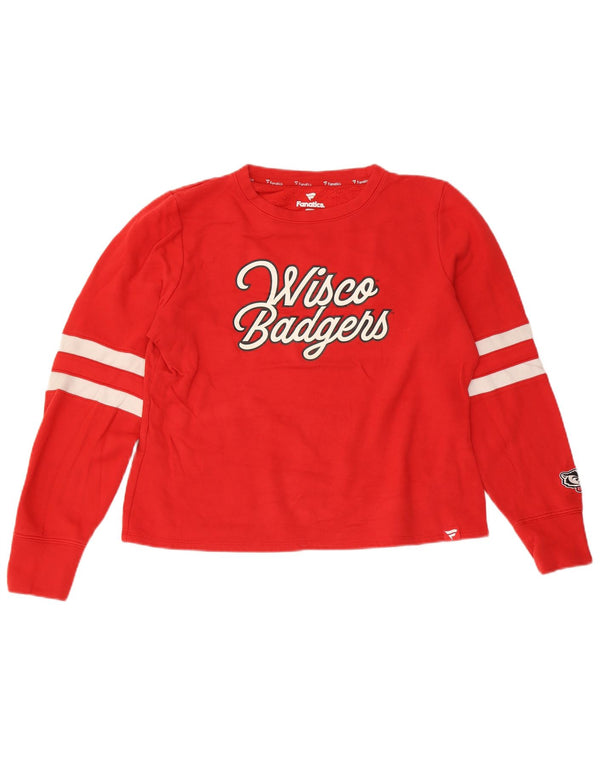 Fanatics Womens Wisconsin Badgers Sweatshirt Pullover UK 16 Große rote Baumwolle