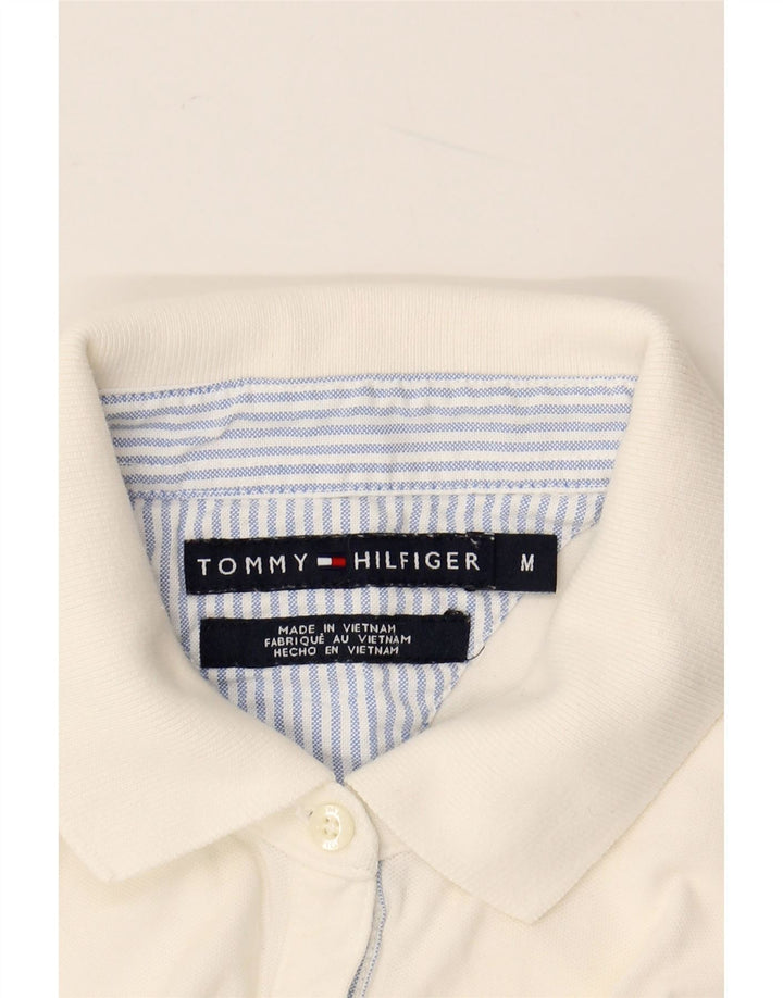 TOMMY HILFIGER Damen Poloshirt UK 14 Medium Weiß