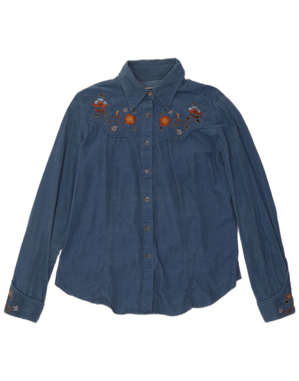 Marlboro Classics Damen Langarmshirt UK 16 Large Blue Floral Western