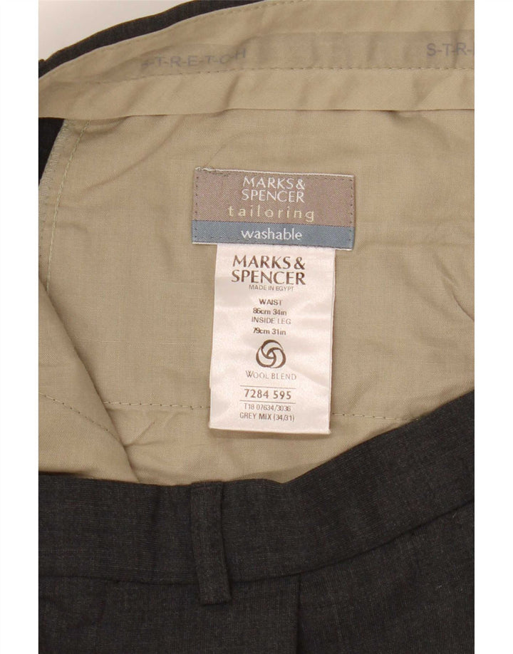 Maßgeschneiderte Herren-Anzughose von Marks & Spencer, W34, L28, grau, Polyester